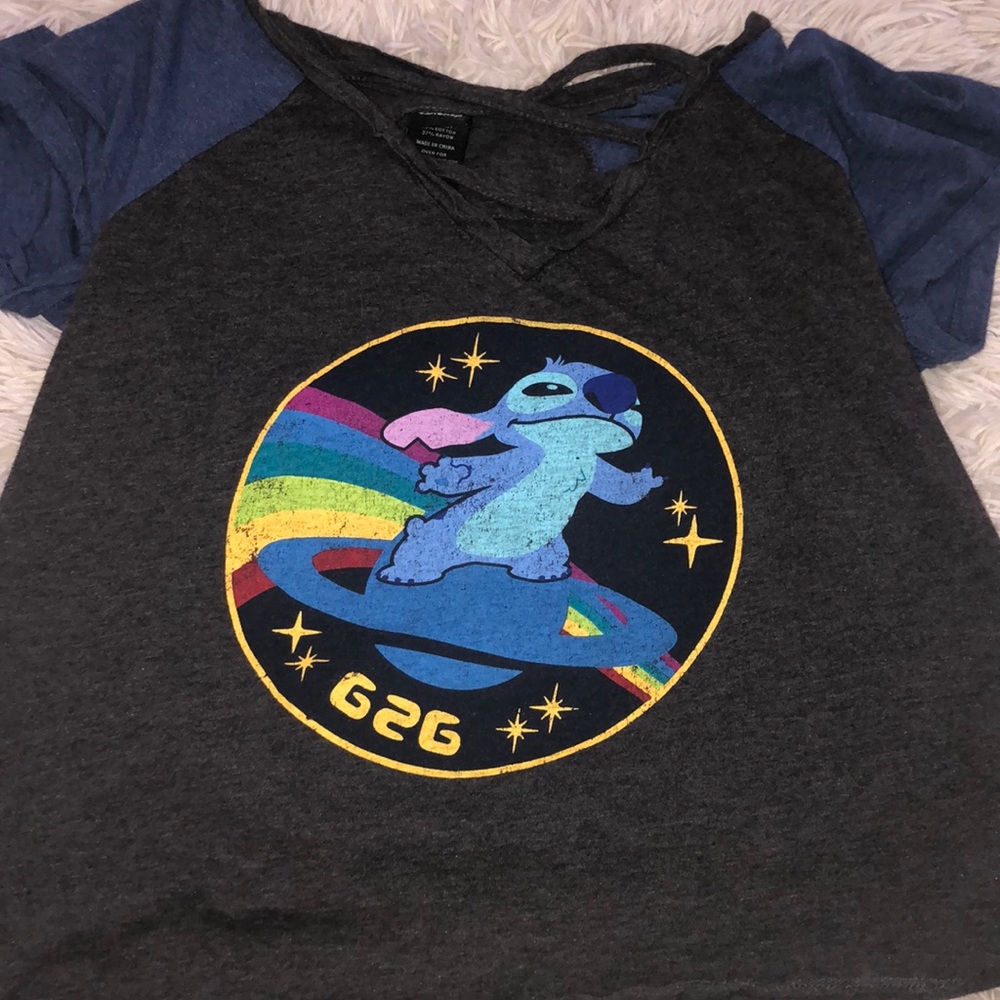 V neck Disney stitch shirt.